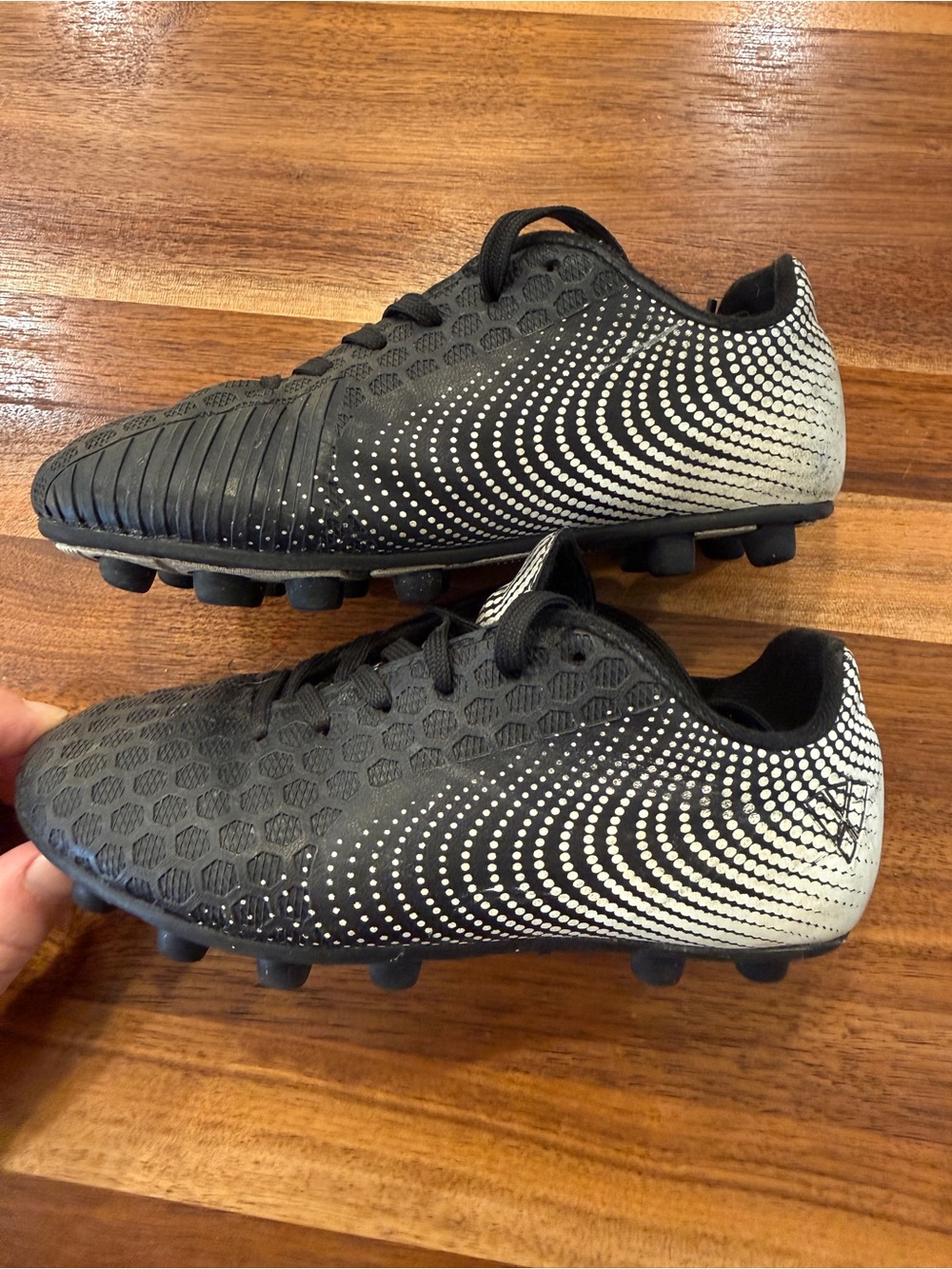 Kids Black & White Soccer Cleats
